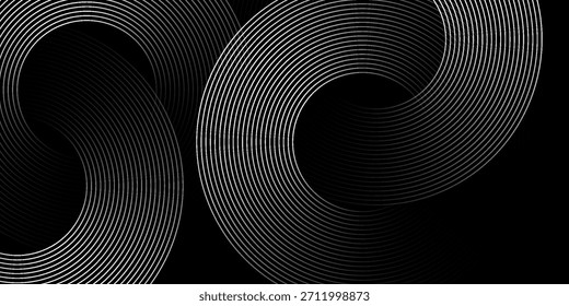 Abstrakter grauer und roter Kreislinienvektor auf dunklem Hintergrund. Moderne einfache Überlappung Kreislinien Textur kreatives Design. Anzug für Poster, Cover, Banner, Flyer, Broschüre, Präsentation, Website