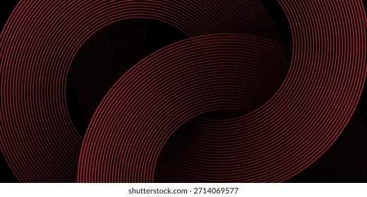 Abstrakter grauer und roter Kreislinienvektor auf dunklem Hintergrund. Moderne einfache Überlappung Kreislinien Textur kreatives Design. Anzug für Poster, Cover, Banner, Flyer, Broschüre, Präsentation, Website