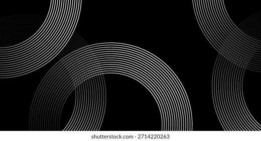 Abstract grey and red circle line vector on dark background. Modern simple overlap circle lines texture creative design. Suit for poster, cover, banner, flyer, brochure, presentation, website