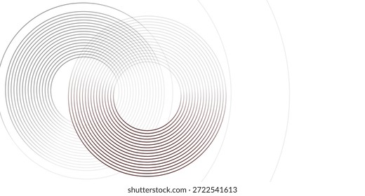 Abstractas Vector de línea circular gris y rojo sobre fondo oscuro. Diseño creativo moderno de textura de líneas circulares superpuestas simples. Traje para el cartel, cubierta, Anuncio, volante, folleto, presentación, Sitio web