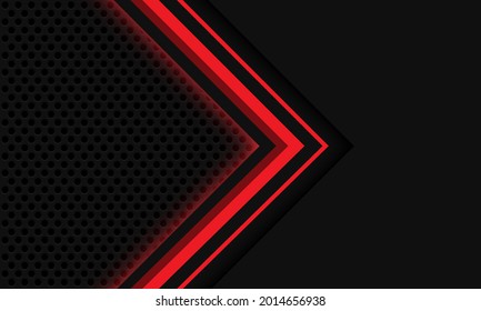 Abstract grey red light arrow circle mesh design modern luxury futuristic technology background vector illustration.	