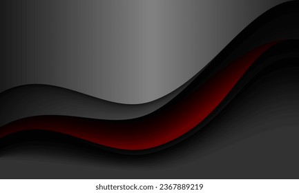 Resumen de la curva de corte metálico gris roja se solapa con la sombra negra con el diseño de espacio en blanco diseño moderno de fondo futurista ilustración vectorial.