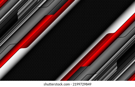 Abstract grey red metallic cyber black circuit geometric with dark hexagon mesh design modern futuristic technology background vector illustration.