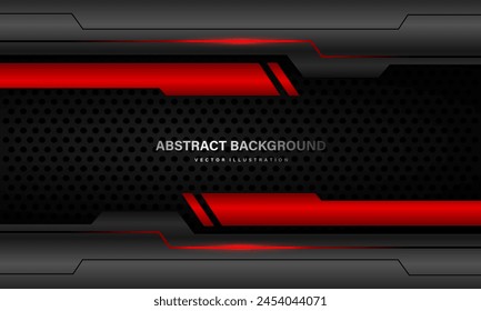 Abstractas gris rojo metálico ciber línea circuito de luz de la energía oscura círculo de malla geométrica Anuncio Vector de fondo de diseño de tecnología futurista ilustración creativa.