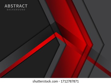 Abstract grey and red triangle geometric overlap layer on grey background technology concept. Vector illustration
