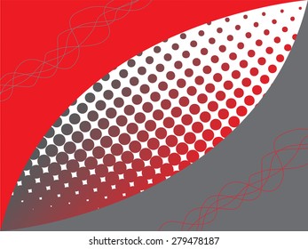 Abstract grey and red waves with halftone