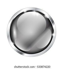 Abstract grey round background in a silver frame, with space for your text. Vector illustration, on transparent background
