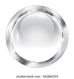 Abstract grey round background in a silver frame, with space for your text. Vector illustration, on transparent background.