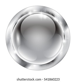 Abstract grey round background in a silver frame, with space for your text. Vector illustration, on transparent background.