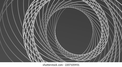 Abstract grey round fractal element on grey gradient background. Vector abstract Illustration for web, posters, banners, presentation.
