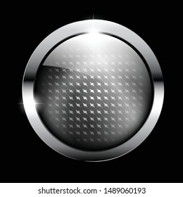 Abstract grey round textured background with a silver frame. Vector illustration.