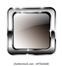 Abstract grey rounded square background with a silver frame, with space for your text. Vector illustration.