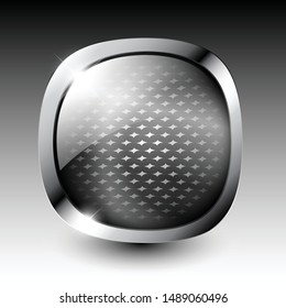 Abstract grey rounded square textured background with a silver frame. Vector illustration.