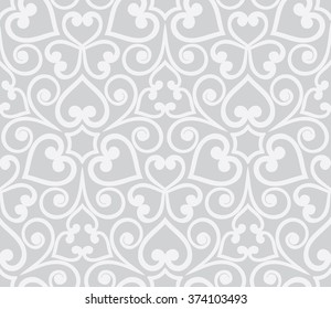 Abstract grey seamless hand-drawn floral pattern. Design element for inscription, banner, card, invitation, postcard, textile, fabric. Vector illustration.