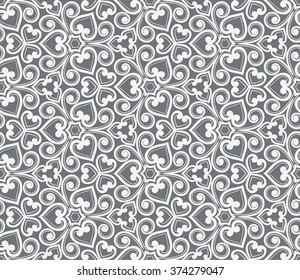 Abstract grey seamless hand-drawn pattern. Design element for inscription, banner, card, invitation, postcard, textile, fabric. Vector illustration.