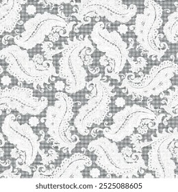 Abstract grey seamless pattern with leaves. Vector illustration.
