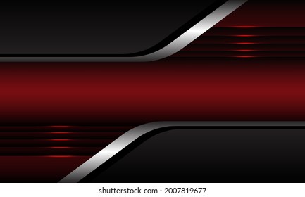 Abstract grey silver geometric red metallic banner design modern luxury futuristic background vector illustration.