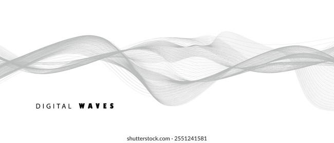 Abstract grey smoky wave background. 