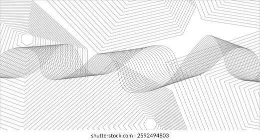Abstract grey smooth element swoosh speed wave modern stream background. Wave grey lines created using blend tool. Abstract frequency sound wave lines and twisted curve lines background.
