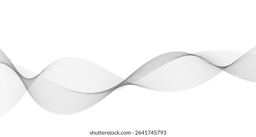 Abstract grey smooth element swoosh speed wave modern stream background. Abstract wave line for banner, template, wallpaper background with wave design. Vector illustration	
