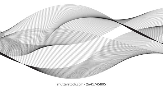 Abstract grey smooth element swoosh speed wave modern stream background. Abstract wave line for banner, template, wallpaper background with wave design. Vector illustration	
