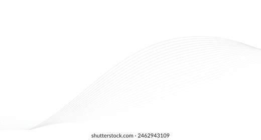 Abstract grey smooth wave lines Isolated on transparent background, Digital future technology concept background