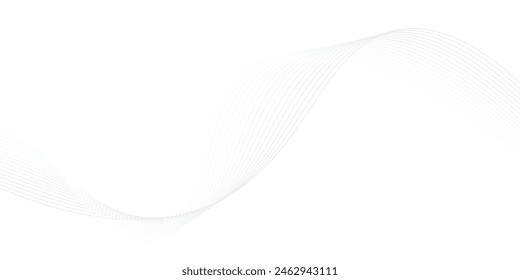 Abstract grey smooth wave lines Isolated on transparent background, Digital future technology concept background