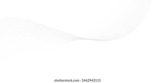 Abstract grey smooth wave lines Isolated on transparent background, Digital future technology concept background