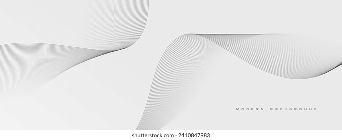 Abstract grey smooth wave on a white background. Dynamic sound wave. Design element. Vector illustration.