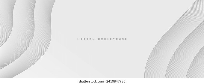 Abstract grey smooth wave on a white background. Dynamic sound wave. Design element. Vector illustration.