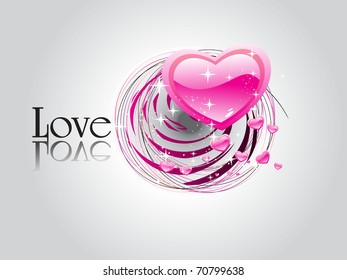 abstract grey spiral, twinkle star background with romantic hearts