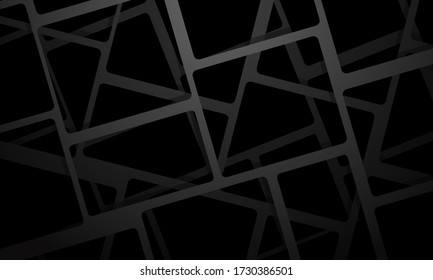 Resumen de la malla cuadrada gris superposición en el diseño negro de la ilustración moderna del vector de fondo futurista.