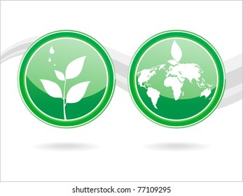 abstract grey stripes background with set of two nature icons