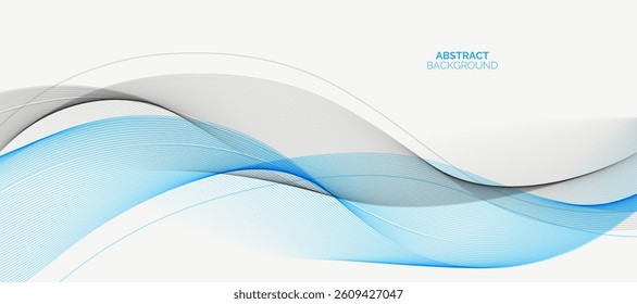 Abstract grey and teal flowing wave lines on white background. dynamic wavy lines. Modern banner template design.