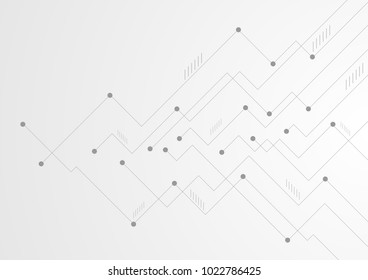 Abstract grey tech circuit board lines chip background. Vector design