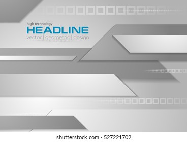 Abstract grey tech geometric business design background