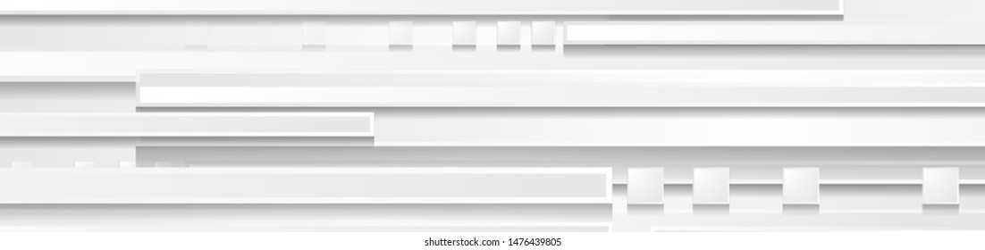 Abstract grey tech geometric corporate banner design with stripes and squares. Vector minimal background