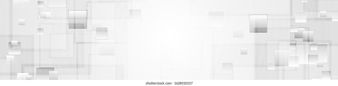 Abstract grey tech geometric glossy squares banner design. Monochrome futuristic background. Vector illustration