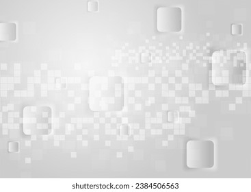 Abstract grey tech geometric glossy squares background. Vector digital design