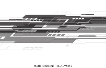Abstract grey tone geometric technology futuristic cyber on white design modern background vector illustration.
