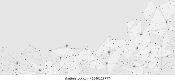Abstract grey triangle mesh network connect fechnology futuristic background vector illustration.