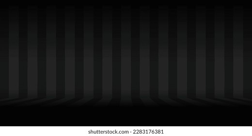 Abstract grey vertical striped and slanted lines pattern on dark background banner design. Vector illustration.