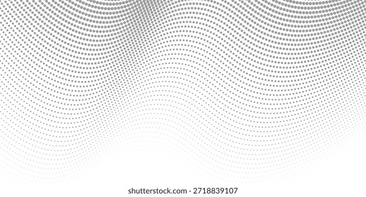 Fondo de línea punteada de onda gris Abstractas. Textura de rayas de guion dinámicas grises. Fondo de pantalla de líneas deformadas y curvas para Plantilla de diseño tecnológico, presentación, folleto, folleto, folleto. telón de fondo del Vector