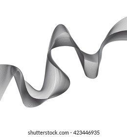 Abstract grey wave isolated on white background. illustration for modern business design. Futuristic wallpaper. Cool element for presentation