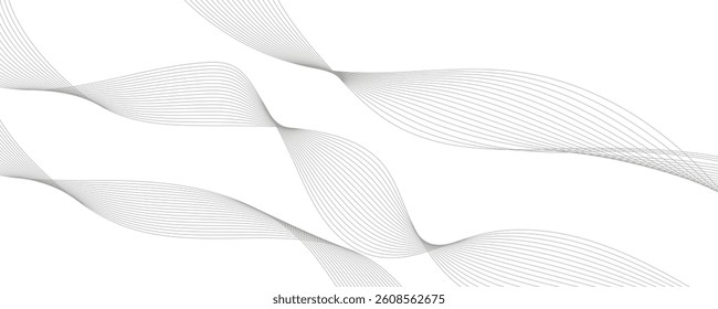 Abstract grey wave line background on a white background.