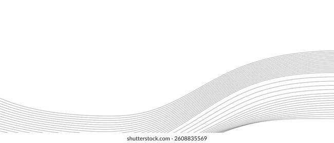 Abstract grey wave line background on a white background.