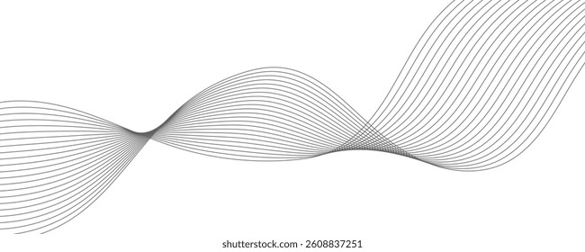 Abstract grey wave line background on a white background.