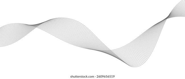 Abstract grey wave line background on a white background.