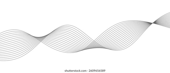 Abstract grey wave line background on a white background.