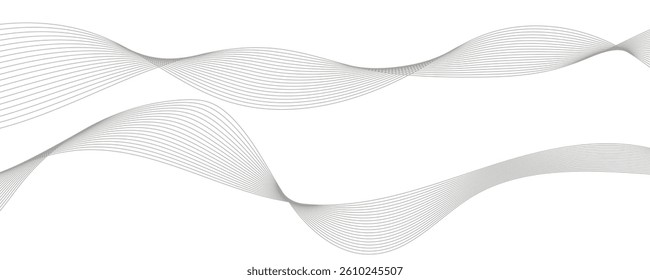 Abstract grey wave line background on a white background.